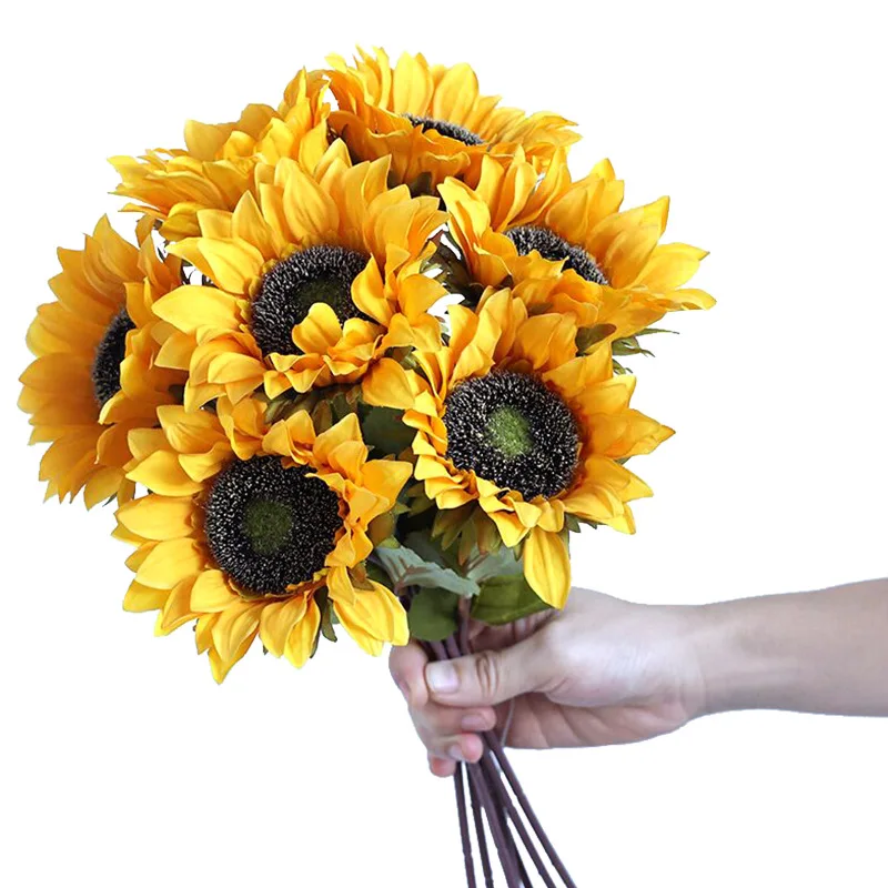 

Vintage Sunflower Artificial Flowers Autumn Home Garden Decoration Wedding Flower Arrangement Bridal Bouquet Photography Props