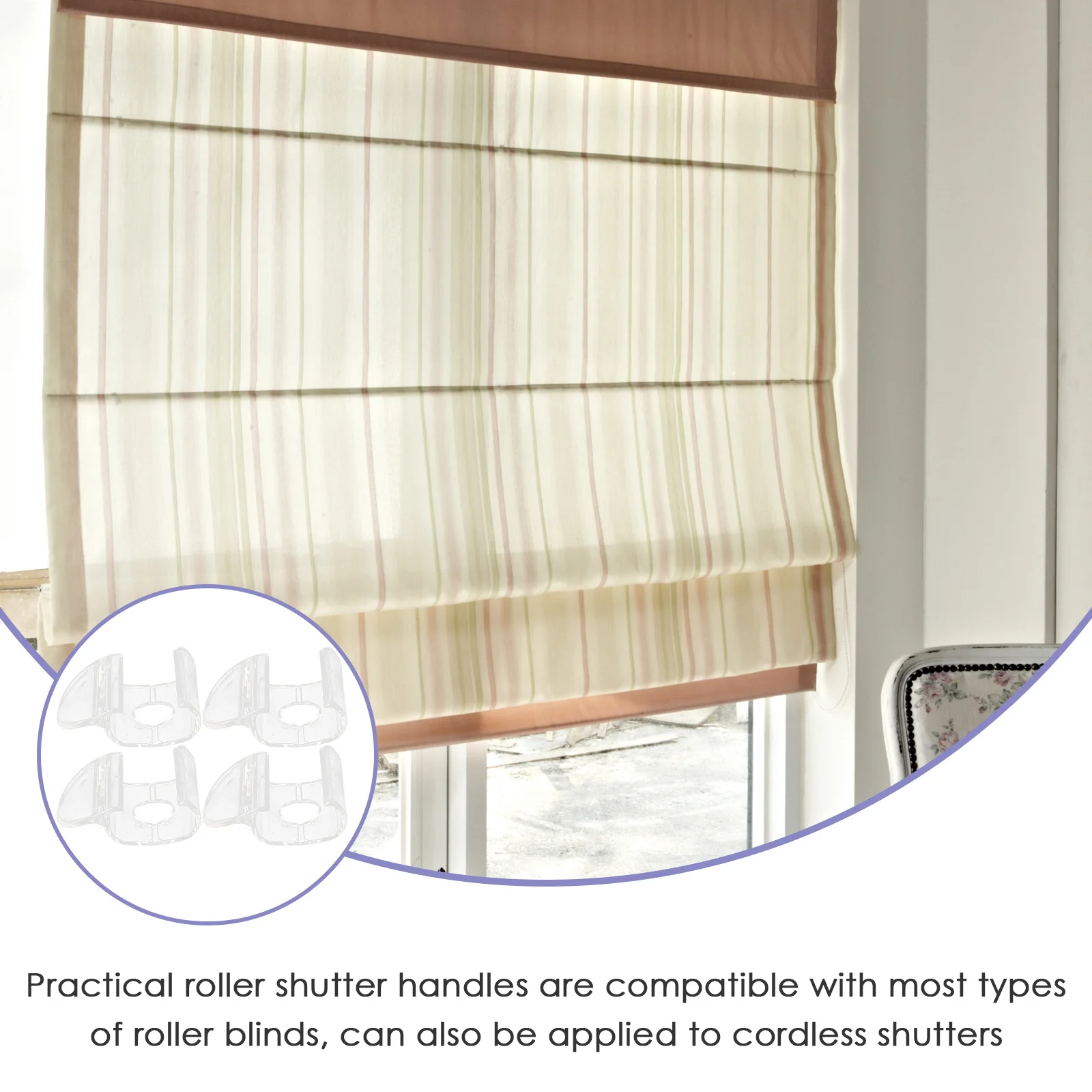 

4Pcs Transparent Shade Pulls for Roller Shades Strong Blind Handles No Tools Needed Fast Installation Fits Most Cordless Blinds