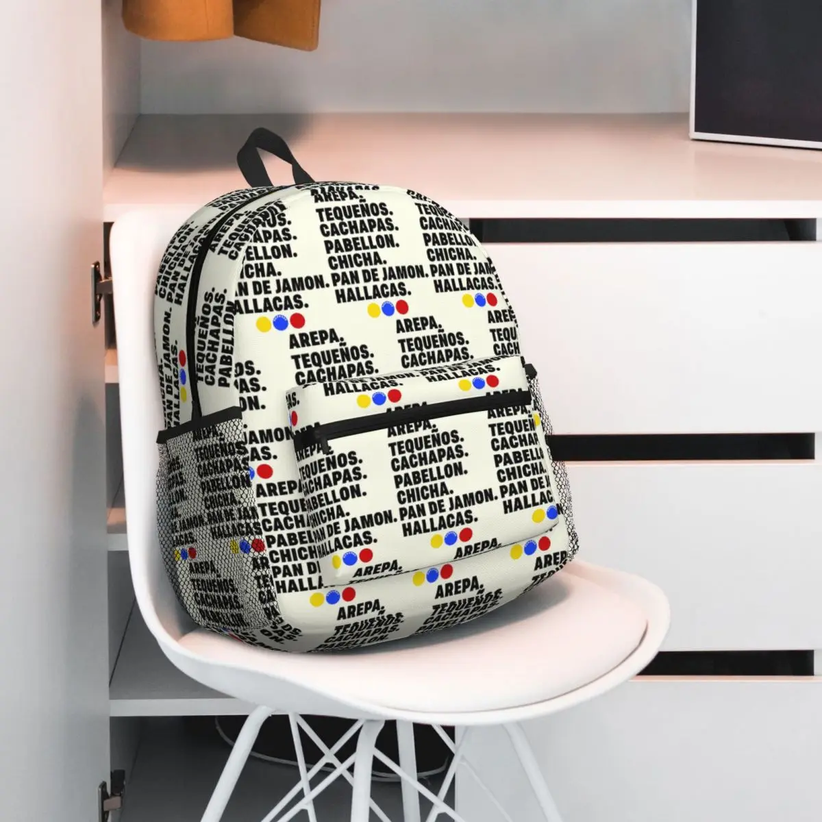 Bolsa de Hombro para Estudiantes, Mochila Escolar para Niños, Bolsa de Libros para Hombres y Mujeres con Diseño de Arepas, Cahapas, Pabellón Chica y Pan de Jamón de Venezuela