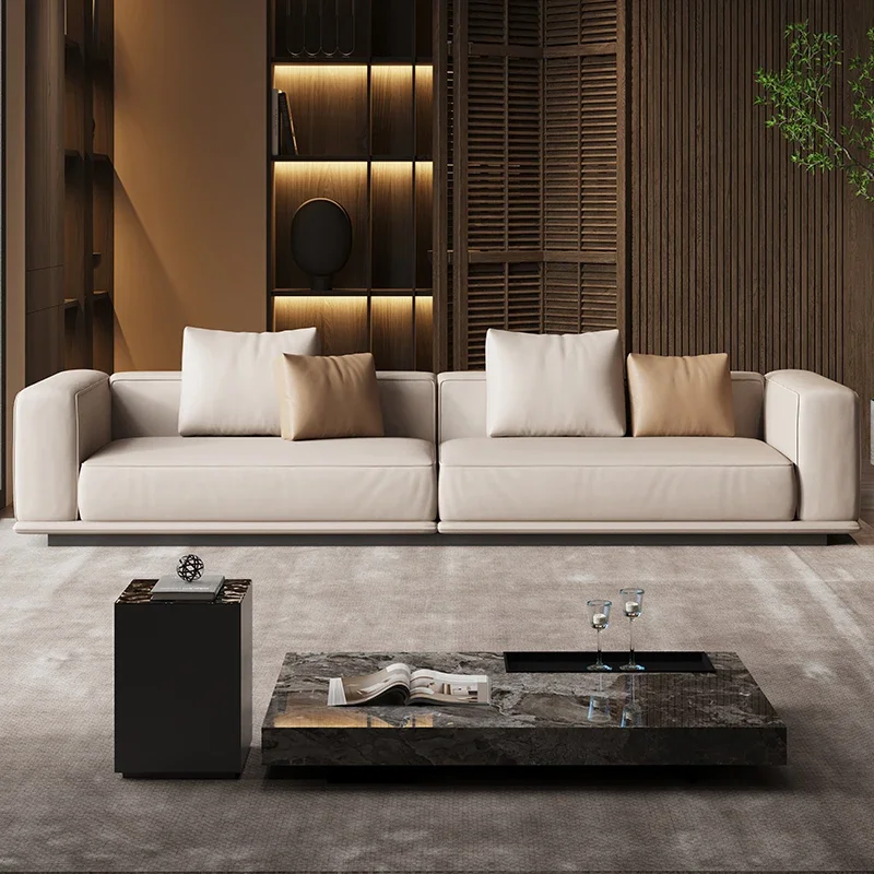 Minimalist fabric sofa living room large apartment combination villa high-end cotton and linen new model