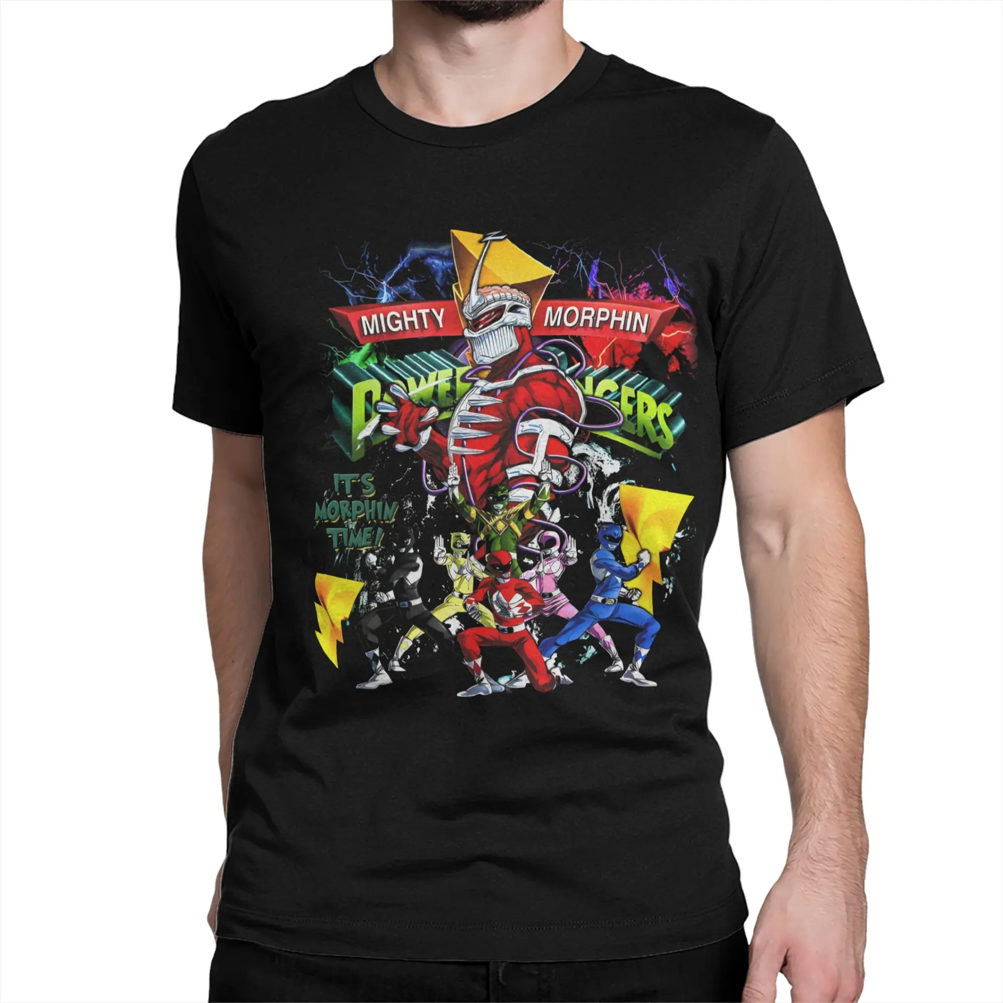 Vintage Mighty Morphin Power Rangers  T-Shirt Men Women Round Neck 100% Cotton T Shirt  Short Sleeve Tee Shirt Gift Idea Clothes