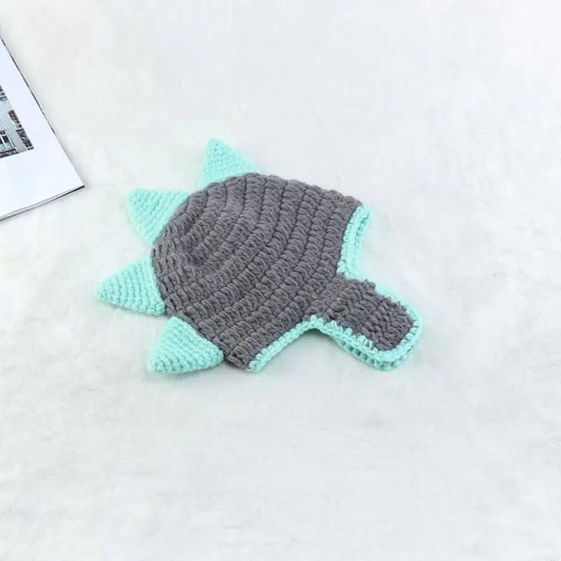 54DF 2 قطعة بدلة التصوير الفوتوغرافي لحديثي الولادة مصنوعة يدويًا من القطن المحبوك قبعة وتتسابق #3