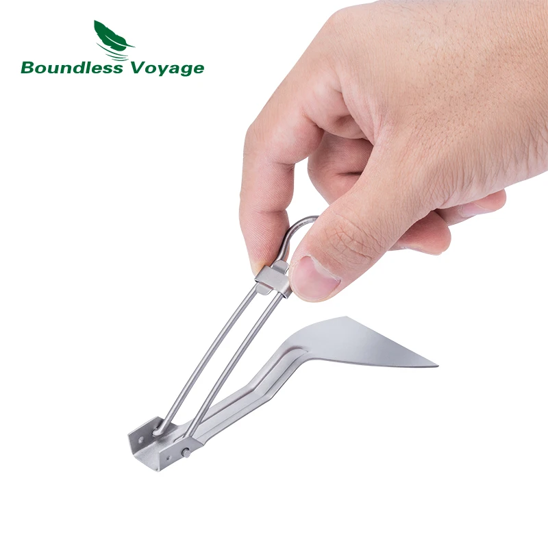 Boundless Voyage Titanium Folding Spatula Frying Shovel Small Camping Kitchen Beefsteak Flat Cooking Spatula Mini Pancake Serve