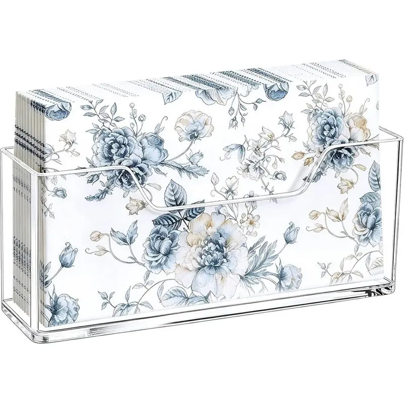 ABWR-Vertical Guest Towel Holder Clear Acrylic, Medium Size Waterproof Splash Resistant Fit Napkin Holder For Disposable Hand To