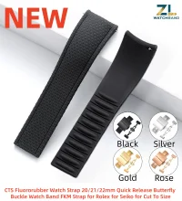 Neue Gebogene Gummi-Uhrenarmbänder 20mm 21mm 22mm Uhrenarmband Schnellverschluss FKM Uhrenarmbänder Armband für Omega für Swatch Herren – Detail 4