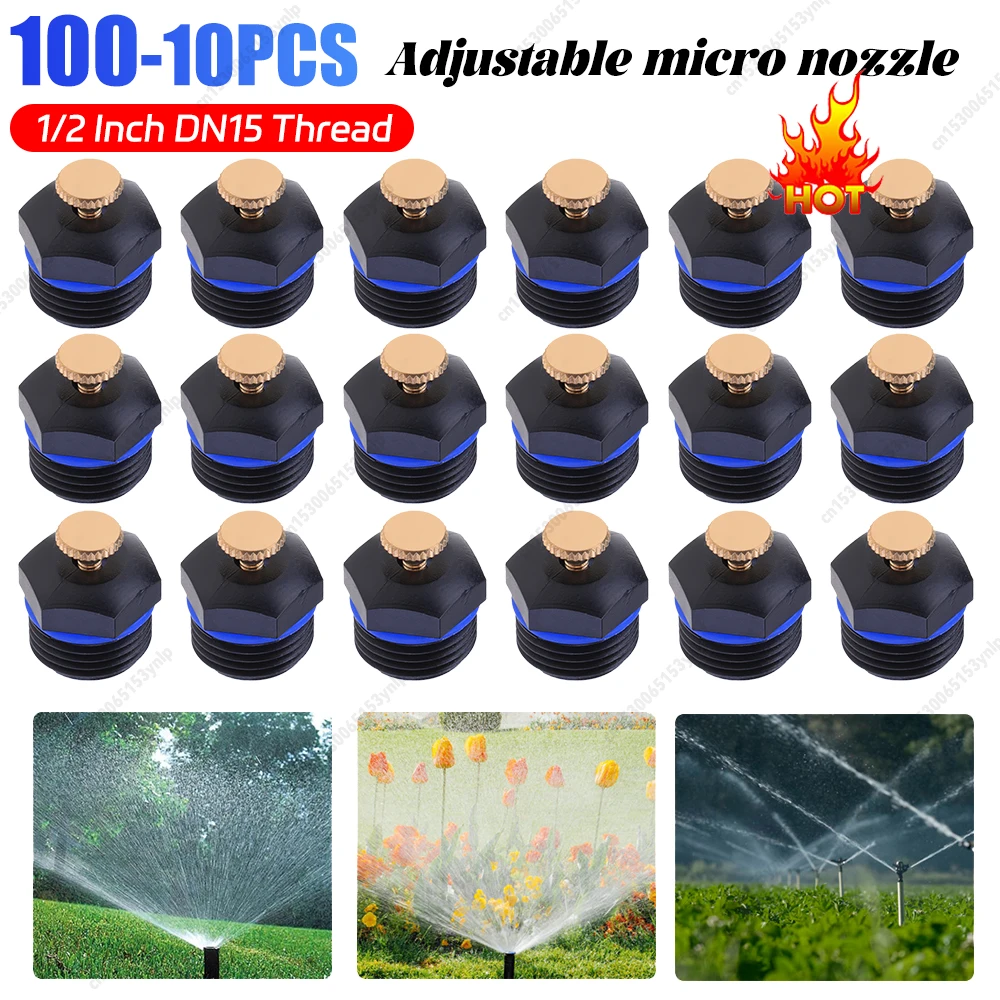 10-100PCS 1/2 Inch DN15 Thread Lawn Nozzle Head Reusable Adjustable Sprinkler Head for Garden Law Grass Yard Irrigation Supplies