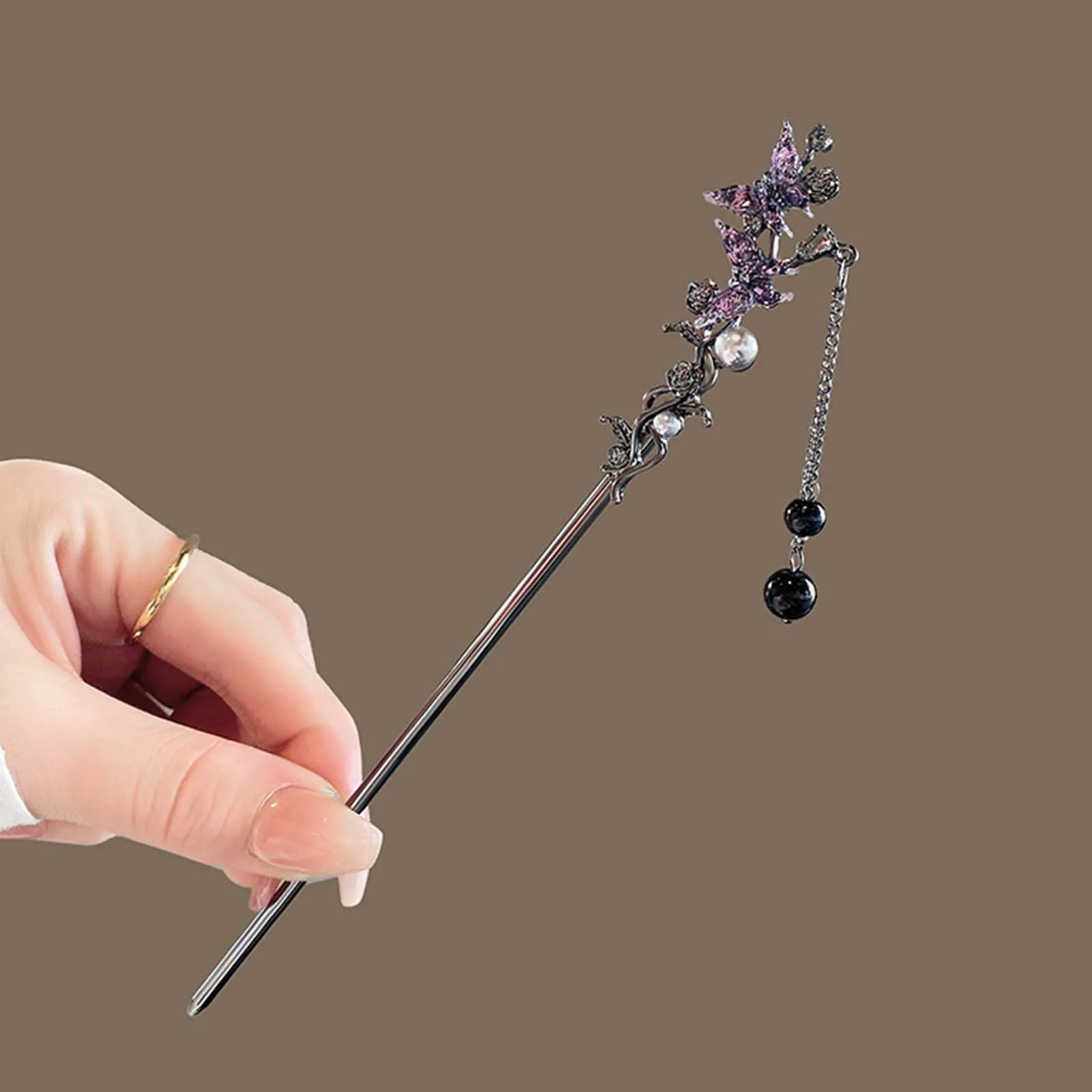 Chinese Style Hair Sticks Balck Metal Hairpin Classic Flower Fringe Step Shake Vintage Hanfu Cheongsam Decor Hair Bun Jewelry view 2