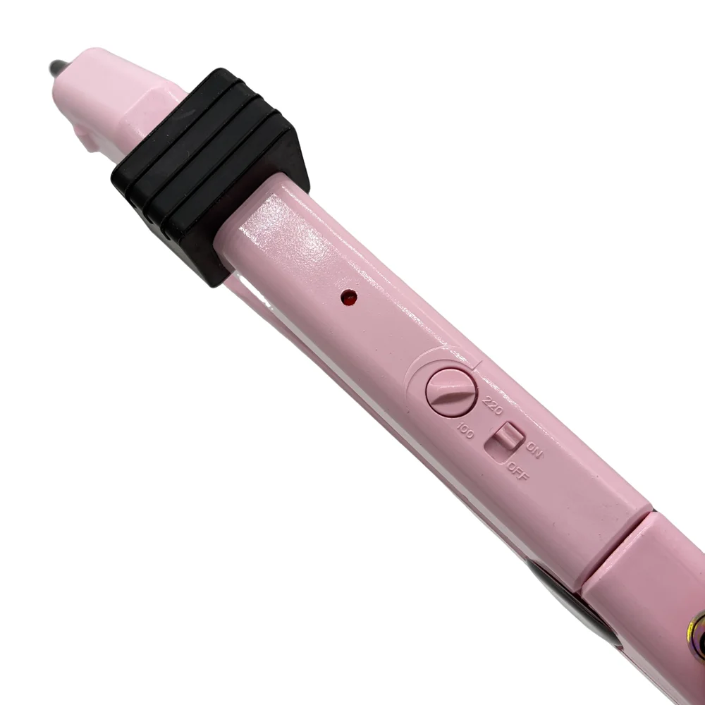 EU-Stecker Rosa JR609 Mini-Haarglätter, Schwarzer Hitze-Haarverbinder, Temperaturregelbares Glätteisen, Haarverlängerungs-Werkzeugset – Detail 2