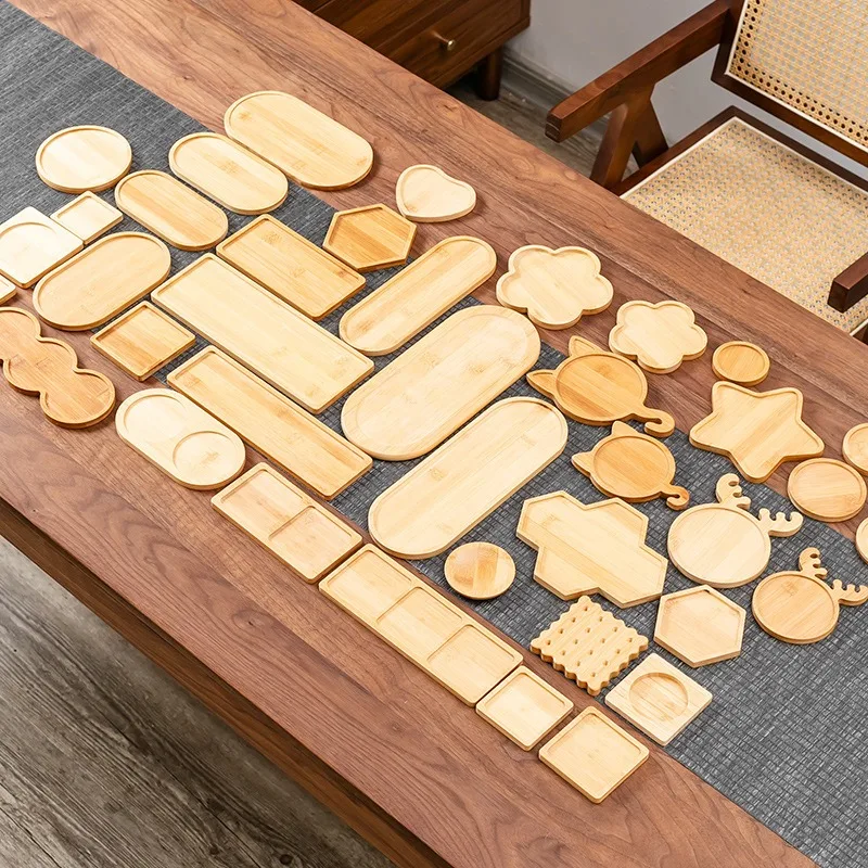 Irregular Bamboo Coaster Tea Tray Heat Insulation Cup Mat Flower Pot Holder Snack Plate Ceramic Accessory Figurines Decor Tray