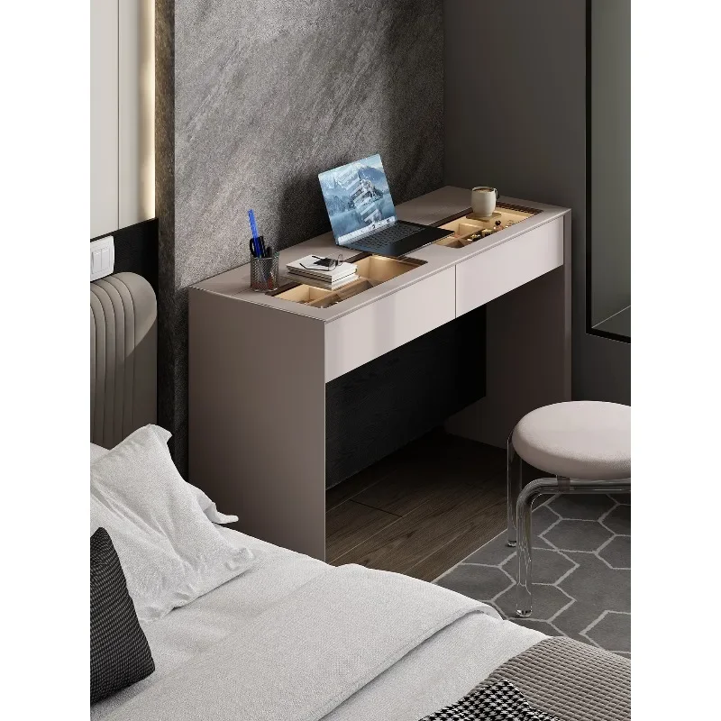 Italian minimalist electric intelligent lifting dresser light luxury solid wood small desk high paper makeup table