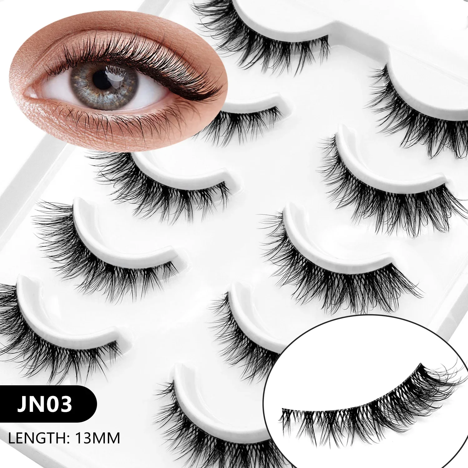 Veltrinay Katzenaugen-Wimpern, weiche, natürliche künstliche Nerz-Wimpern, künstliche Wimpern, natürlicher Look, Wispy Winged End Eye, längliches Make-up