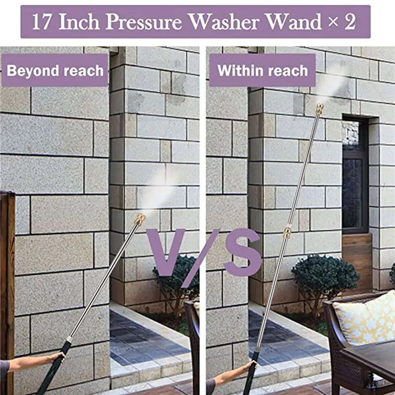 ABWR-6X Pressure Washer Extension Rod 15.75-Inch Stainless Steel 1/4 Inch Quick-Connect Electric Washer Nozzle
