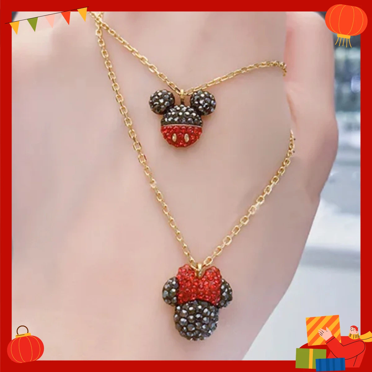 

Ожерелье Disney с Микки и Минни Маус, милая мультяшная подвеска на ключичной цепочке для девочек, подарок на день рождения и Хэллоуин для женщин