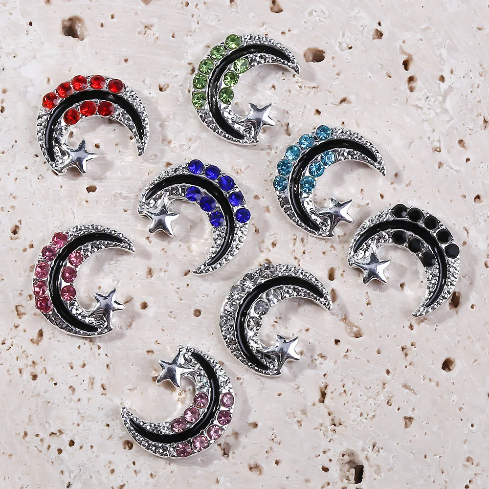 10pcs Rhinestone Moon Alloy Drip Nail Decoration 3D Nail Art Accessories