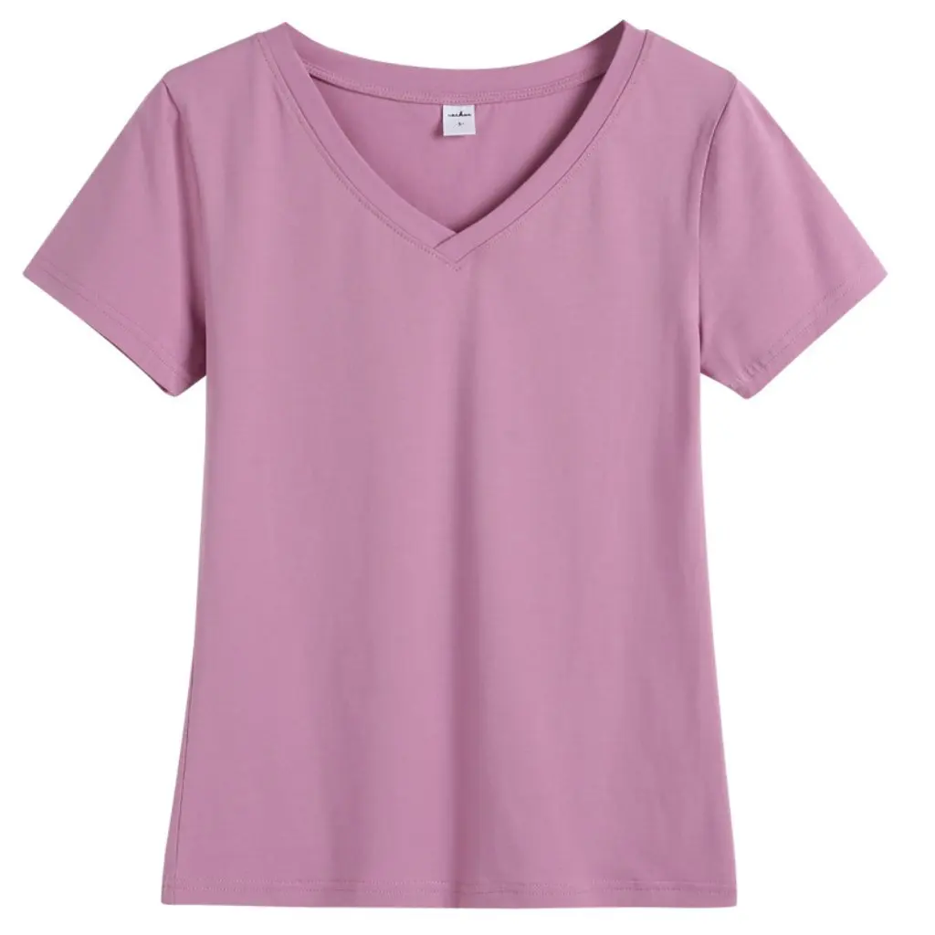 

Women's Slim-fit round Neck Short-sleeved T-shirt V-neck Korean-style Simple Tight Base Shirt Base Layer Top for Activewear