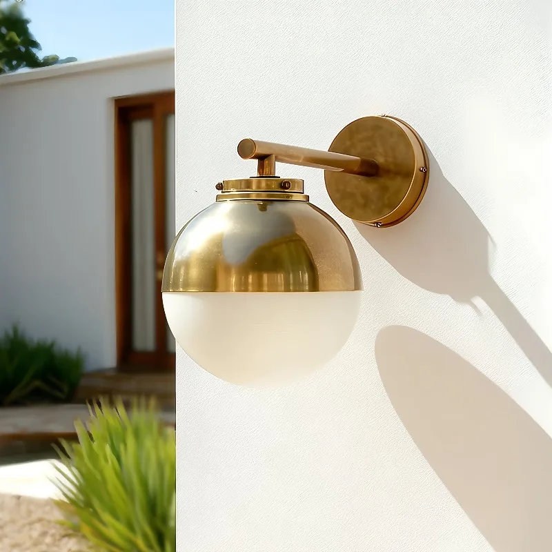 Outdoor Courtyard Aisle Exterior Wall Lamps Waterproof Doorway Wall Light Japanese All-copper Bedroom Bedside Entrance Sconces