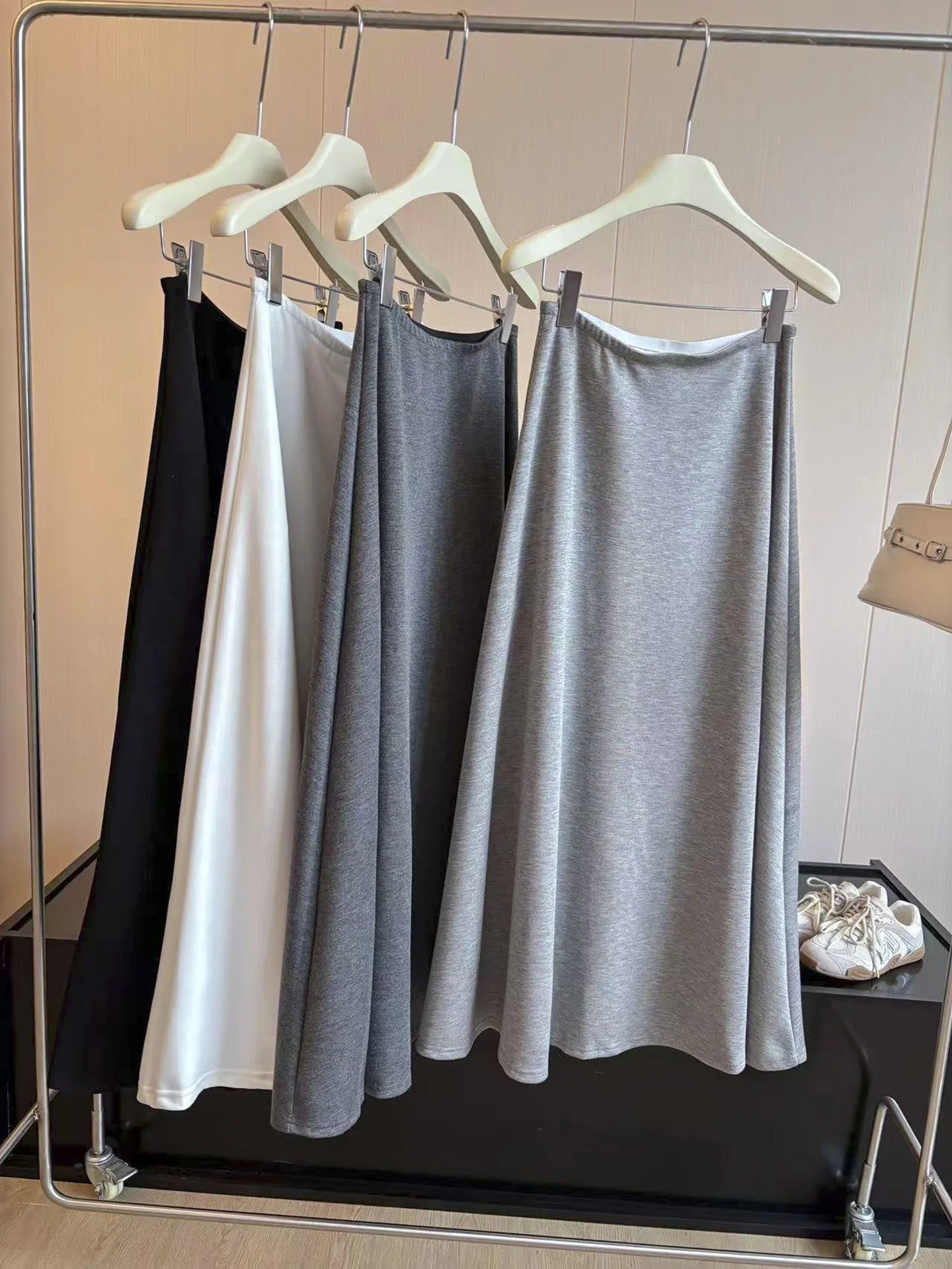 High Waist A-Line  Skirt Women's Autumn Long Slimming Draping Elegant Wrap around Skirt Polyester Fiber Standard Fit
