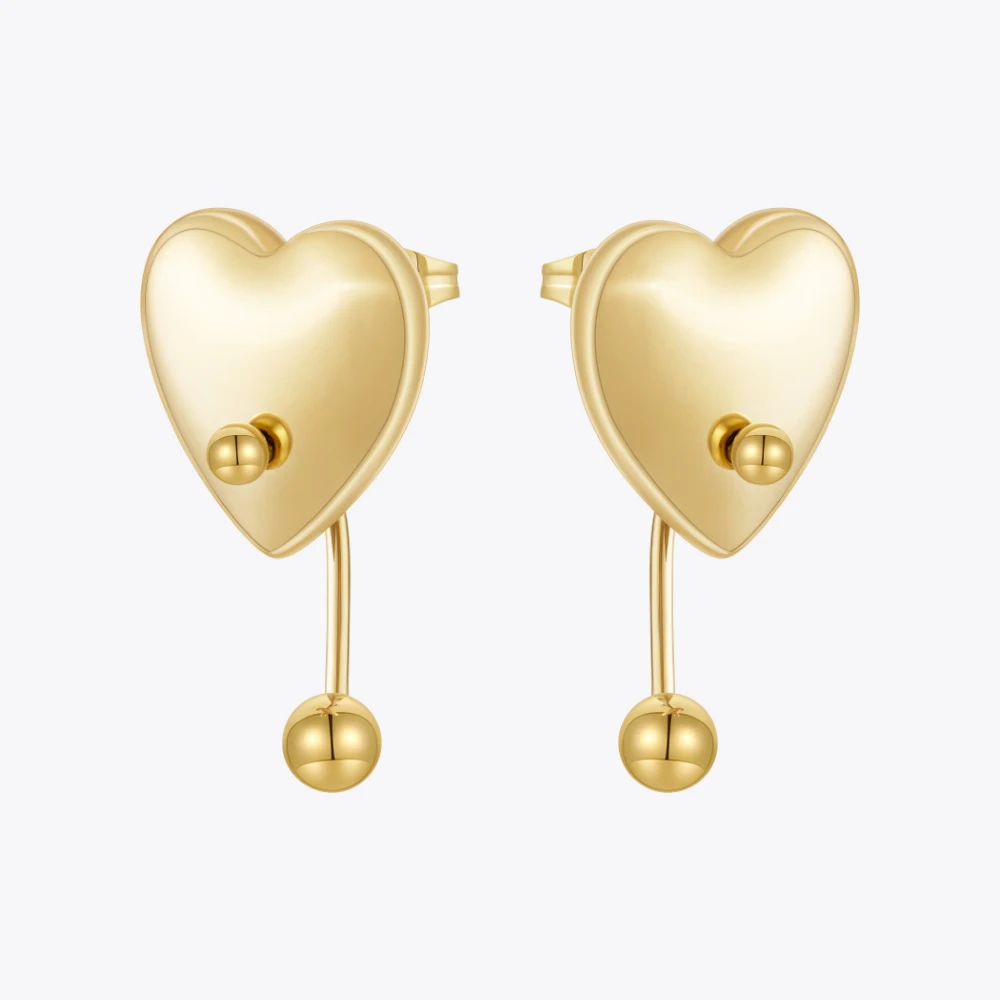 

ENFASHION Aretes De Mujer Heart With Steel Ball Stud Earrings For Women 18K Gold Plated In Earings Fashion Luck Jewelry E231486