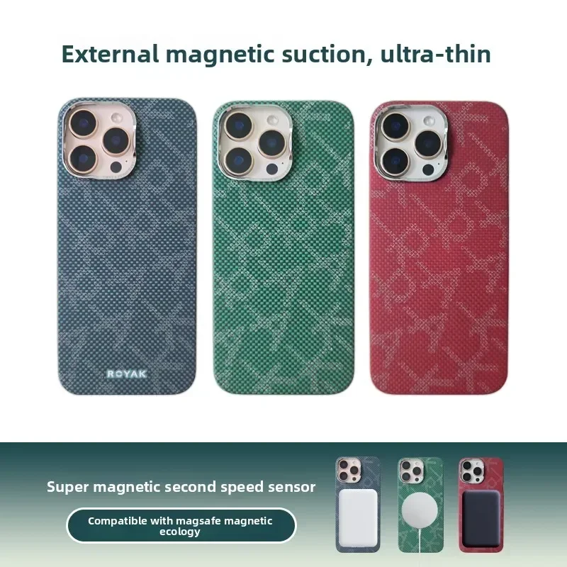 

ROYAK Classic Old Money Kevlar Mobile Phone Case Aramid Fiber Magnetic Applicable Apple 15 16 Series