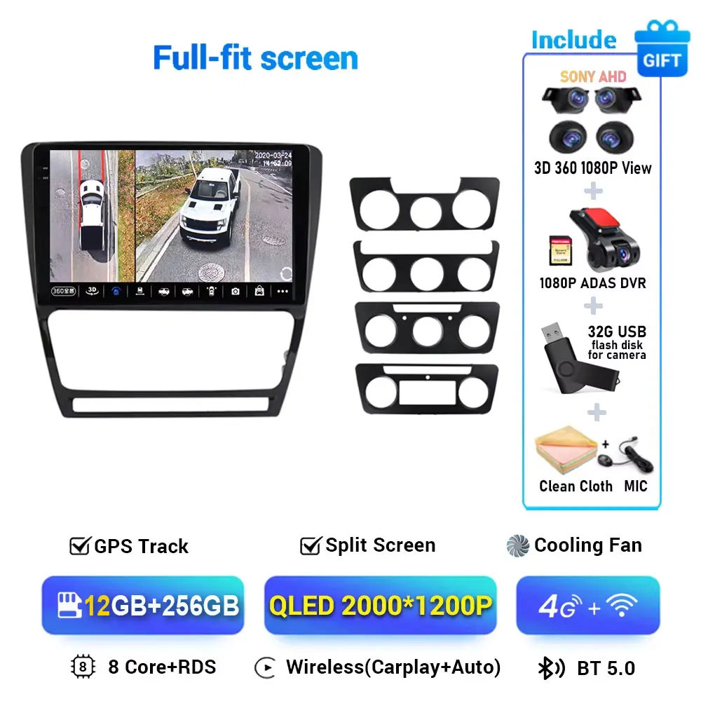 Android 15 Draadloze Carplay Auto Radio Multimedia Speler Gps-navigatie Voor Skoda Octavia 2 A5 2008 2009 2010 2011 2012 2013