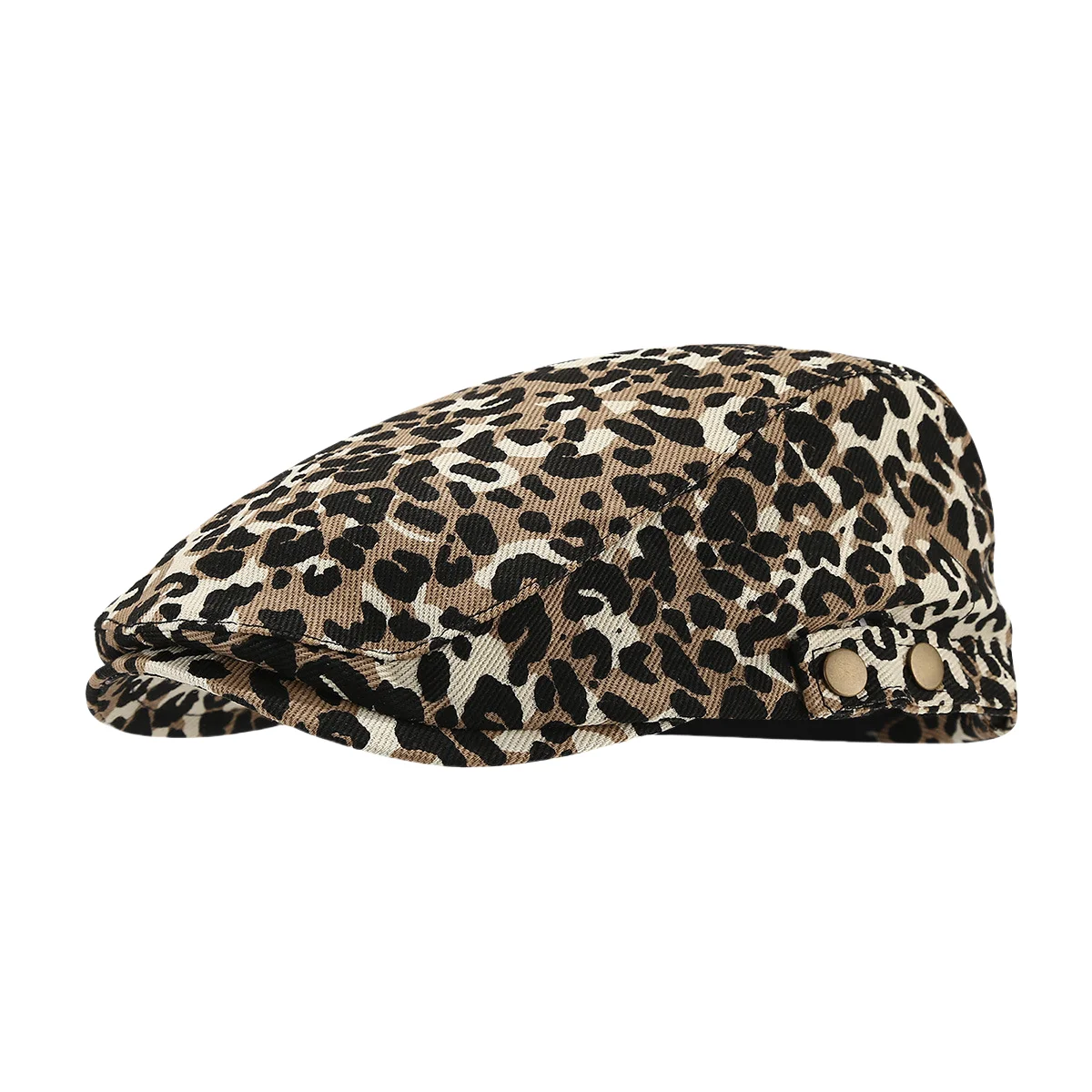 Vintage leopard-print beret Hipster Sunwear Painter hat artsy casual big head show face small forward hat for men and women