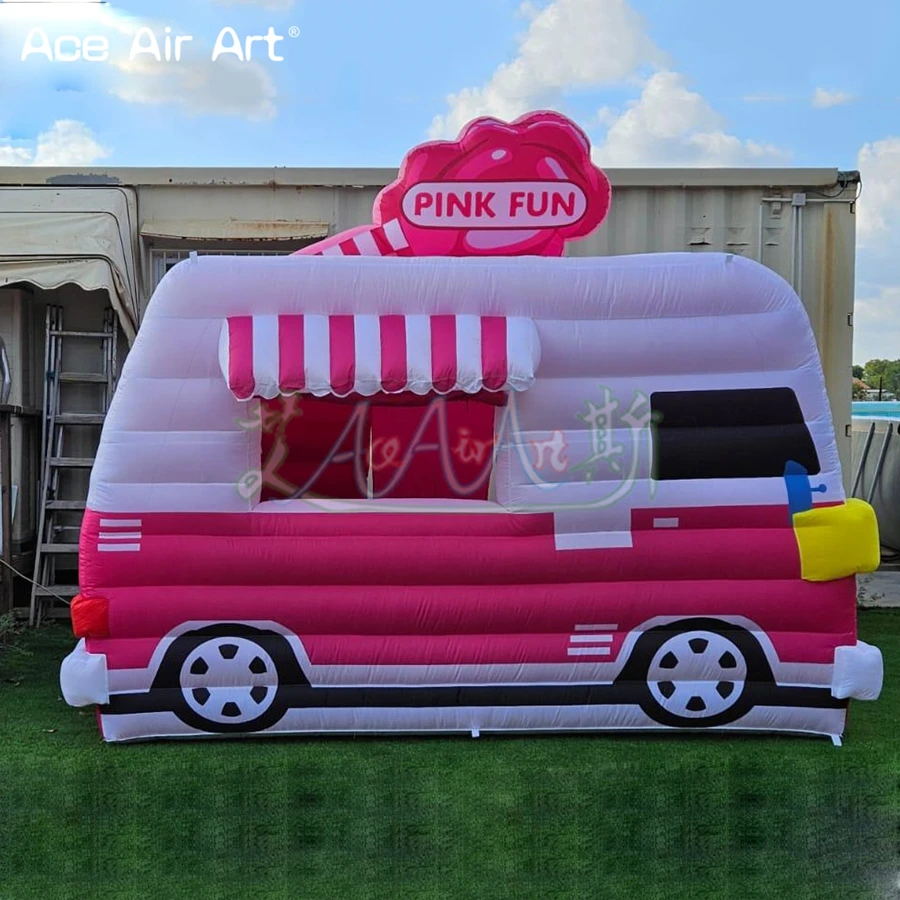 Portable Inflatable Ice Cream Truck Van with LED Lights, Food Booth Tent, Dining Car Kiosk for Advertising Promotion