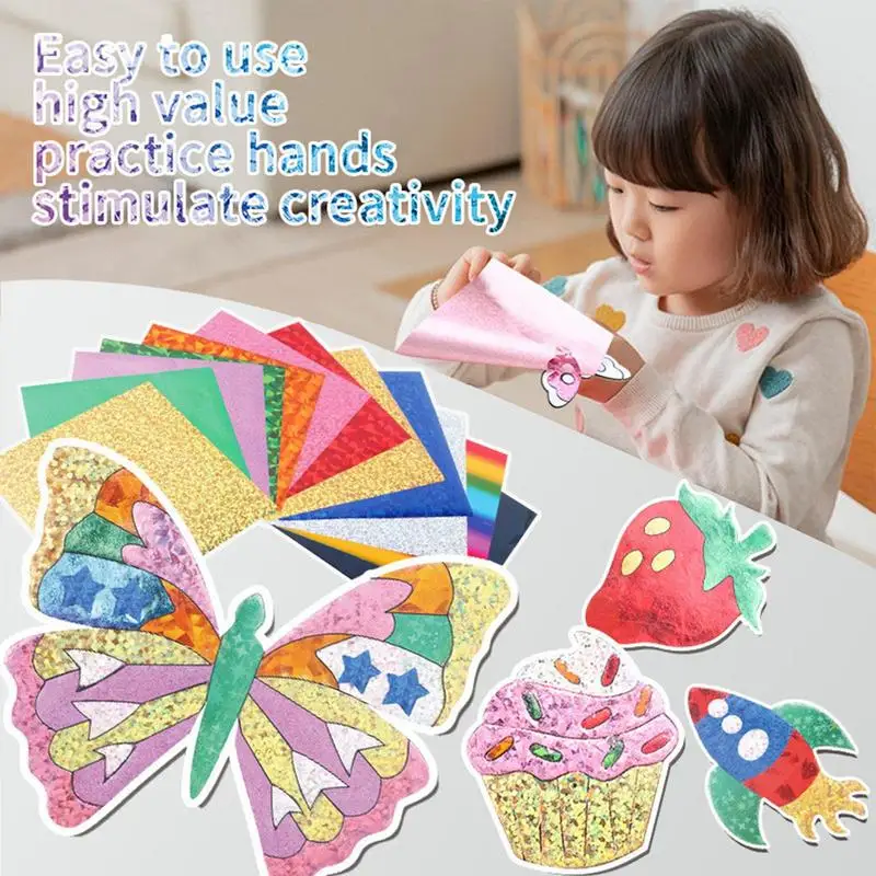 Foil Painting For Kids Colorful Foil Sticker Art Painting Set Creative Foil Painting StickyCrafts For Travel Toys