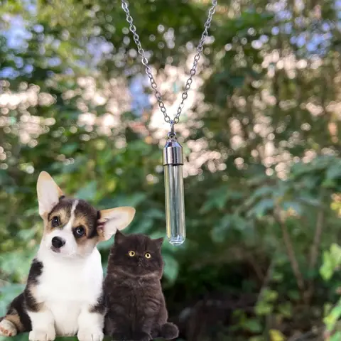 Stainless Steel Glass Cremation Cylinder Tube Urn Pendant Memorial Necklace Ashes Holder Keepsake Cremation Jewelry