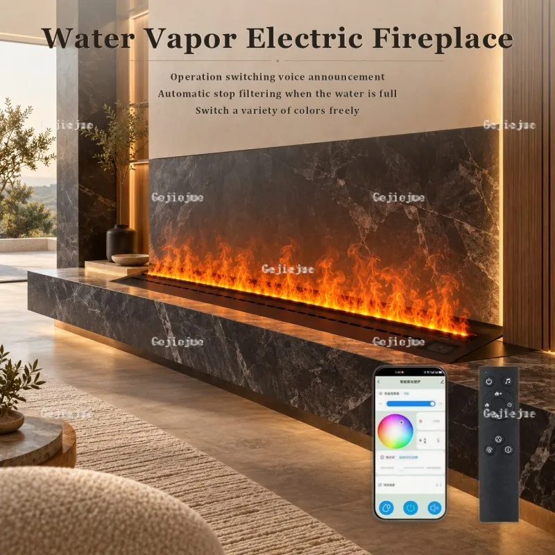 3D Water Vapor Electric Fireplace Commercial Grade Steam Fireplace for Hotel Lobby,Cafe and Bar,12H Runtime Fireplace firepit