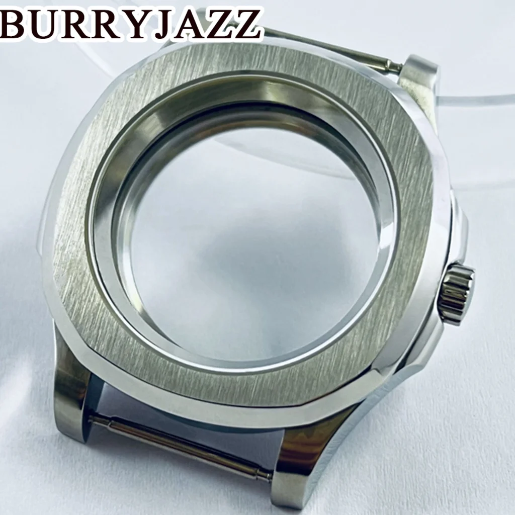 BURRYJAZZ 40mm NH35 NH36 NH34 NH38 NH70 Watch Case Waterproof Sapphire Glass Silver Solid Stainless