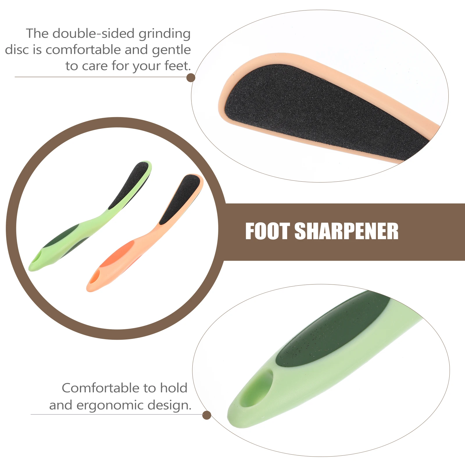 

2 Pcs Foot Files Comfortable Ergonomic PP Callus Removers Pedicure Tools Sharpeners Heel Grinder Cracked Heels Nail File Storage
