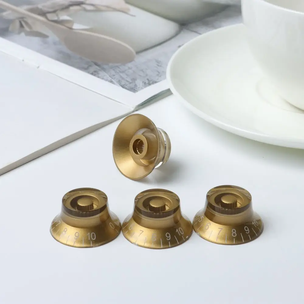 Gold with White Numbers Bass Tuning Switch Electric Guitar Speed Control Hat Shape Knob Tone Volume Knobs For Les Paul LP