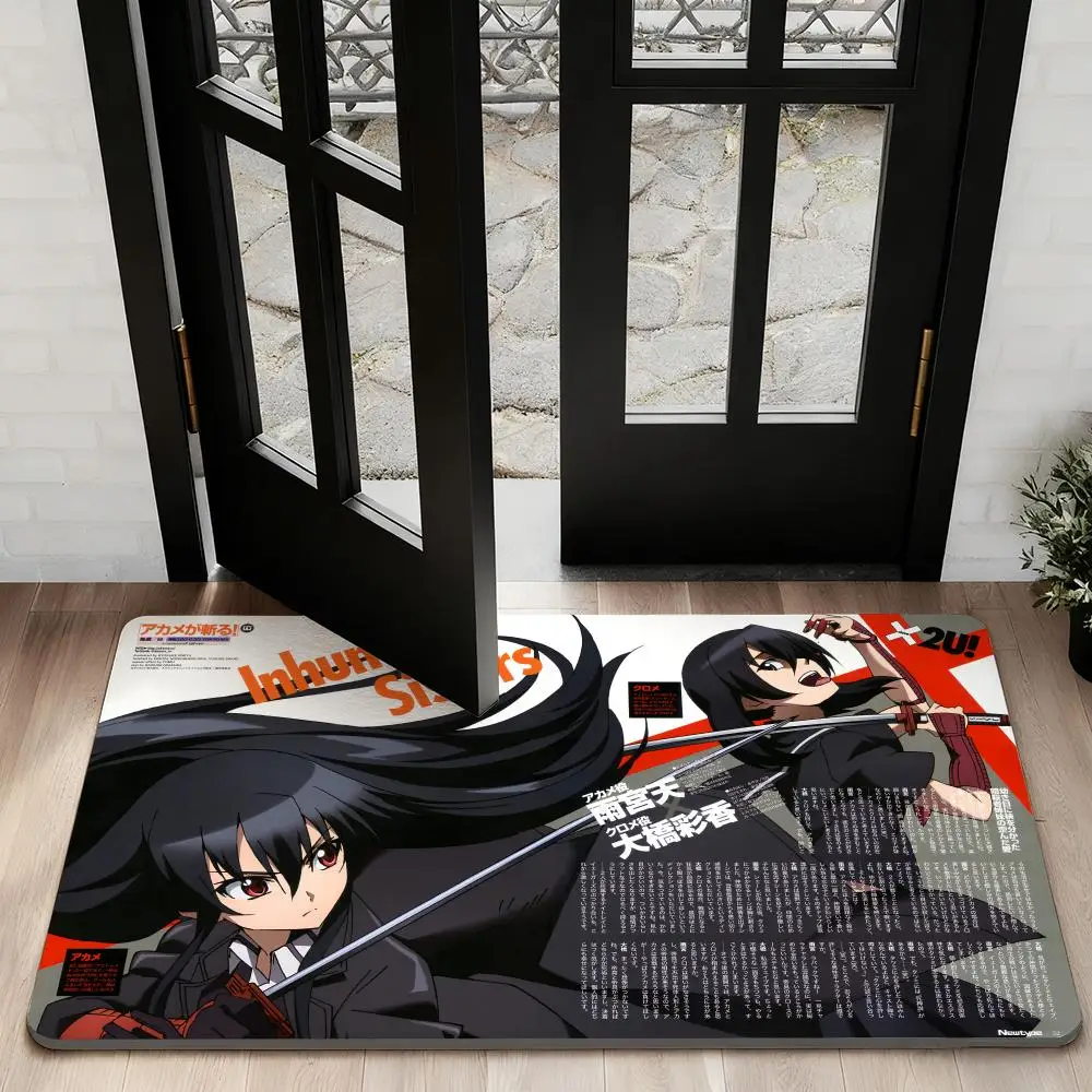 مثير A-Akame Ga قتل الألغام الكلمة حصيرة المشطورة حمام حصيرة ماصة سريعة الجافة عدم الانزلاق TPR دعم لينة أفخم استنزاف السجاد #1