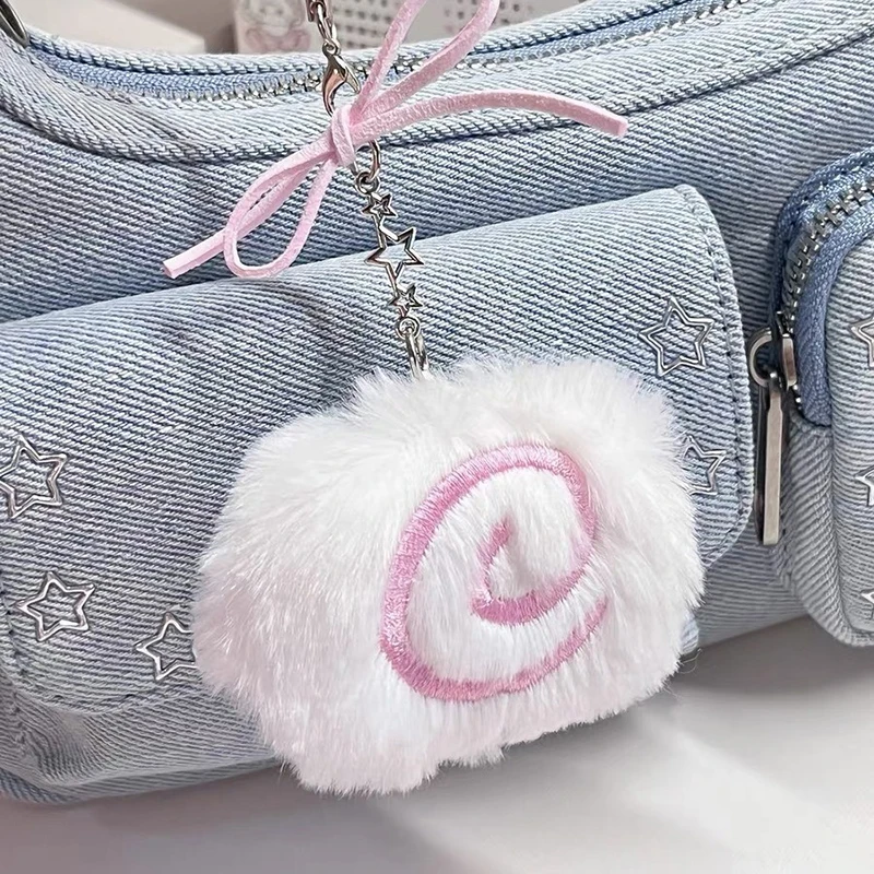 

Creative Fish Board Bow Pendant Keychain For Women Cute Plush Toy Charm Soft Embroidered Bag Ornament Jewelry Gift