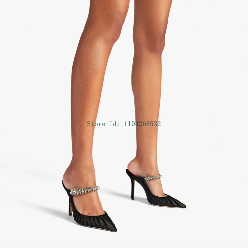 

Crystal Rhinestone Slingback Pointed Toe Pumps Sexy Thin Heel Mixed Colors New Arrivlas Fashion Women Runway Shoes