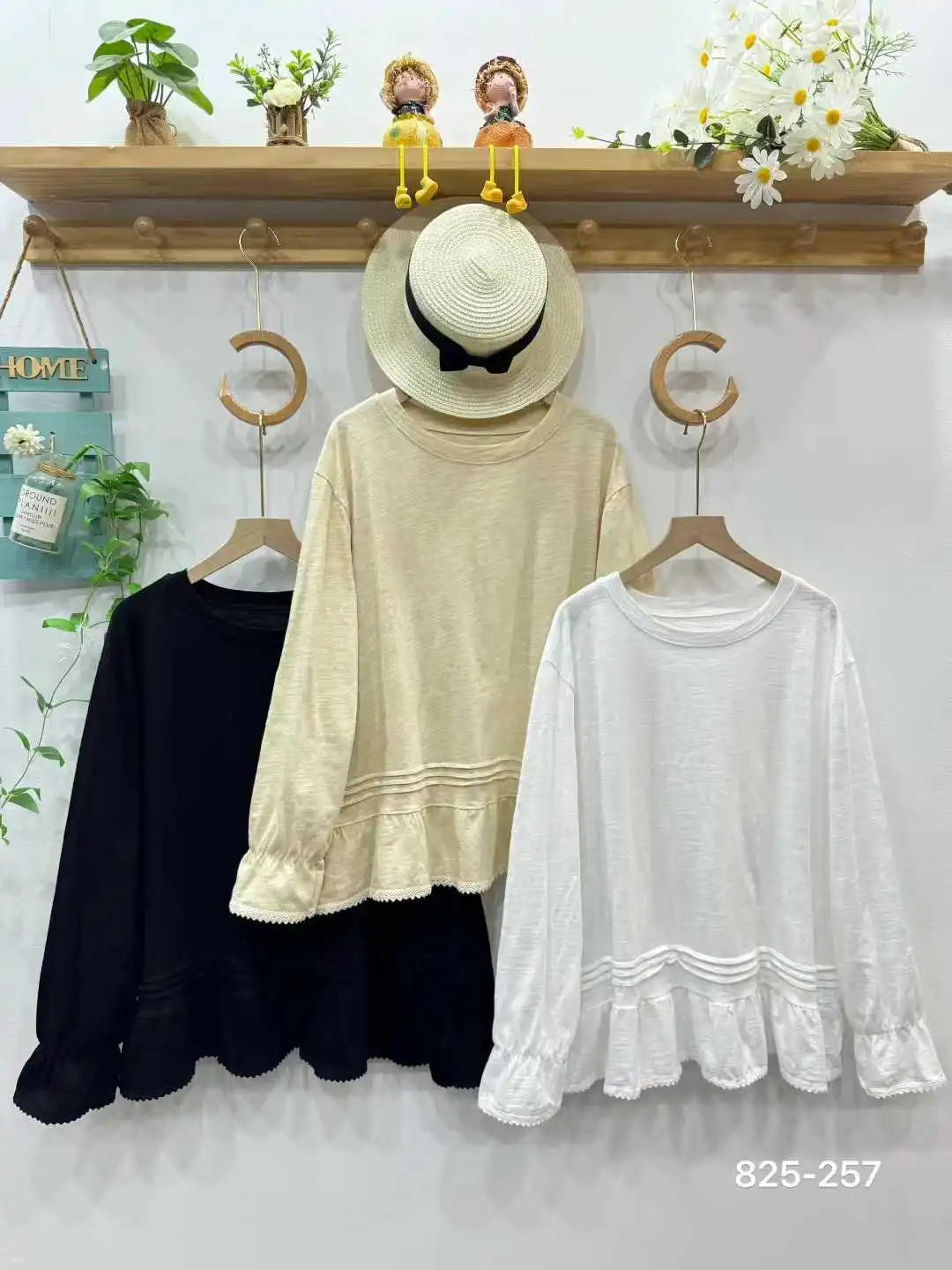 

Mori kei Japanese fashion long sleeve t shirt pure cotton apricot black white oversized shirts autumn winter women pullover