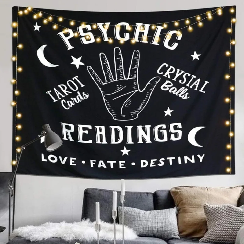 

Tapestry Moon and Star Psychic Readings Black Mandala Halloween Decoration Wall Hanging Hand Bohemian Wall Blanket Bedroom