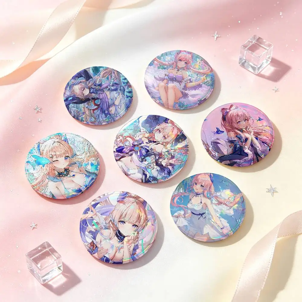 Sangonomiya Kokomi Genshin Impact Badges 25 44 58 75 Mm Round Cosplay Pin Bag Decor Fans Collect Friends Gifts Brooch Souvenir
