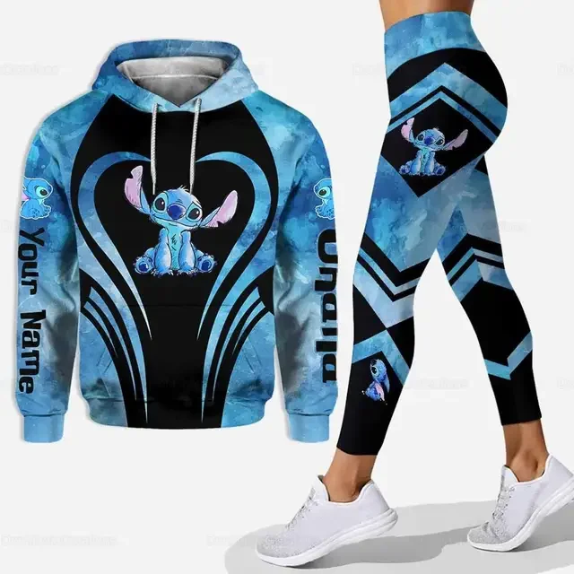 

2024 Disney Customize Stitch 3D Women's Hoodie Set Mickey Yoga Pants Sweatpants Women's Yoga Hoodie Leggings Fashion Tracksuit