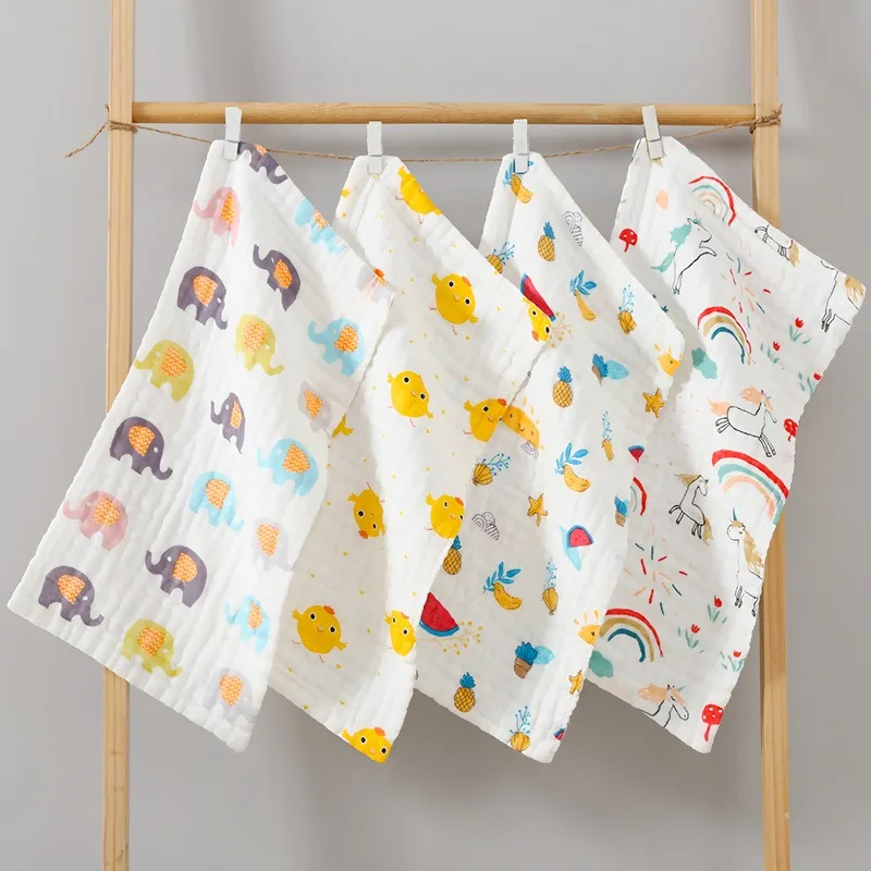 5Pcs Baby Towel Handkerchief Set 100% Cotton 6 Layers Gauze Soft Children's Towel Newborn Face Towel Wipe Sweat Towel