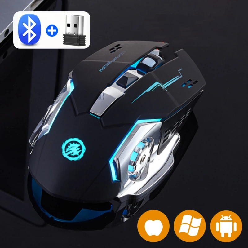 Rechargeable Wireless Mouse Gaming Computer Silent Bluetooth Mouse 2.4G USB Mechanical Backlight PC Gamer Mouse For Computer