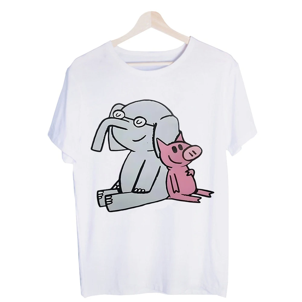 Men's Elephant and Piglet Animal Graphic Tee, Casual Short Sleeve T-Shirt for Daily Wear and Summer Outfits