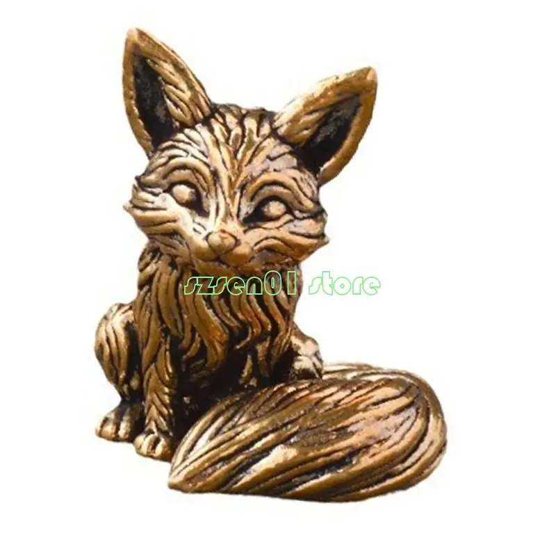 G32a Foxes التماثيل Decors Indoor Foxes تمثال إبداعي زخرفة النحاس النحت هدية الزفاف لاستوديو الصور