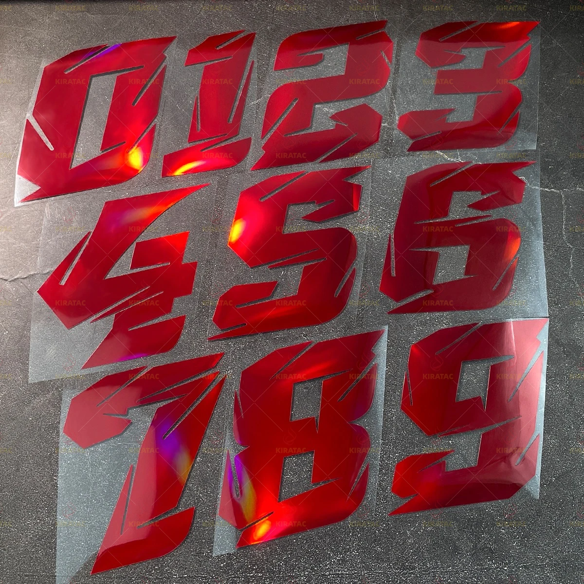 2pcs Red Laser Motorcycle Number Stickers Waterproof for Motorcycle Helmet Fairing Fuel Tank Scooter Body Universal Vinyl Decals