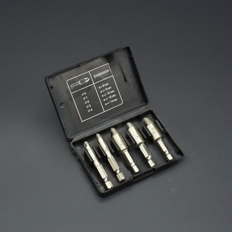 

5pcs/set Damaged Screw Extractor Drill Bit Broken Bolt Screw Removal Tool Easy and Quick Removal of Broken Screws Drill Bit Set