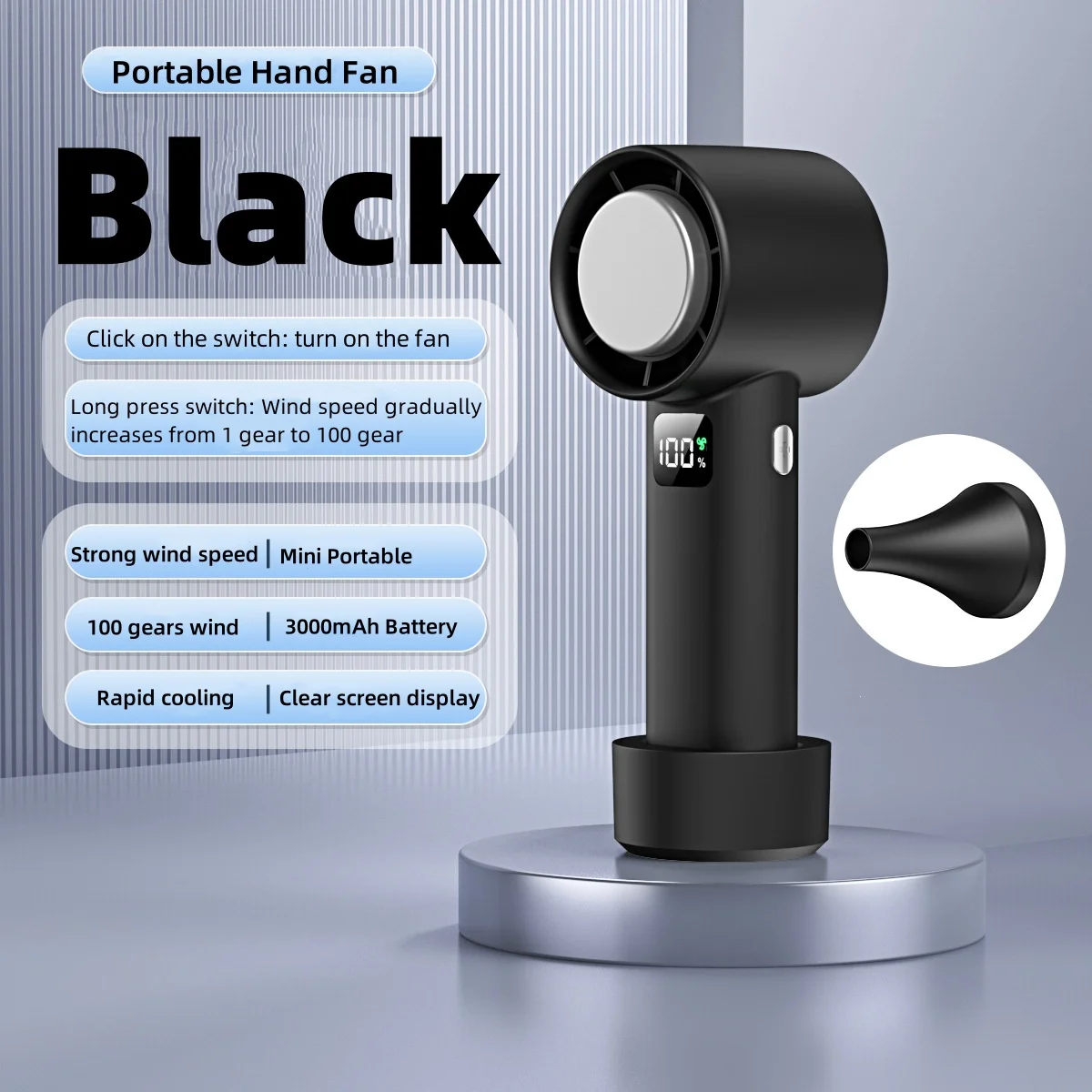 Multi-Function ความเร็วสูงพัดลมมือ 100 เกียร์ลมปรับ 3000mAh แบตเตอรี่ USB ชาร์จกลางแจ้งแบบพกพา ICE Cooling MINI พัดลม