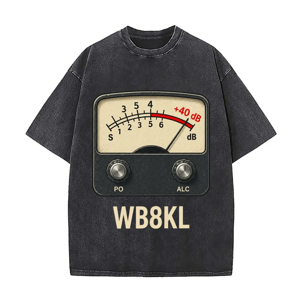 WB8KL Amateur Radio S Meter 40 Db PO ALC Vintage Distressed Loose Streetwear Tops for Campus Days