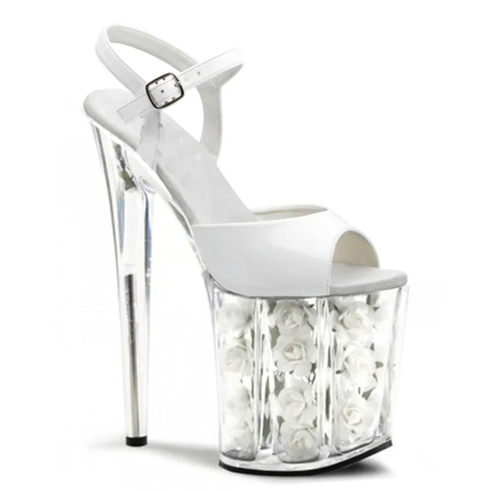 Romantic Red Rose Bride Wedding Shoe, 20cm High Heel Platform Sandal, 8in High Crystal Sandal