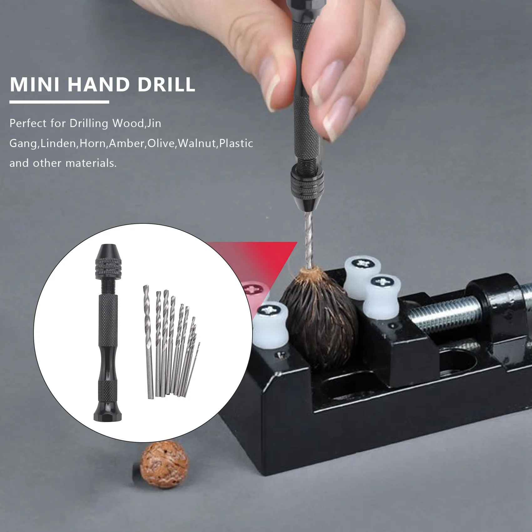

BHBD-2Pcs Mini Mini Aluminum Hand Drill With Keyless Chuck +20X Twist Drills Rotary Tools