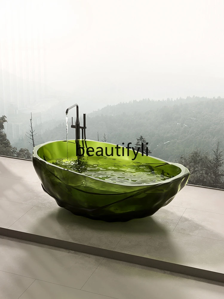 Transparent crystal resin bathtub water ripple color independent villa art design bath